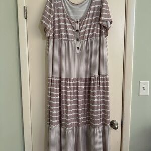SHEIN Brown and White Striped Dress